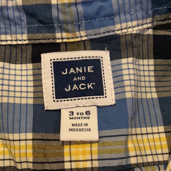 Janie and Jack 3/6 mth Blue Plaid Buttondown - Picture 2 of 5